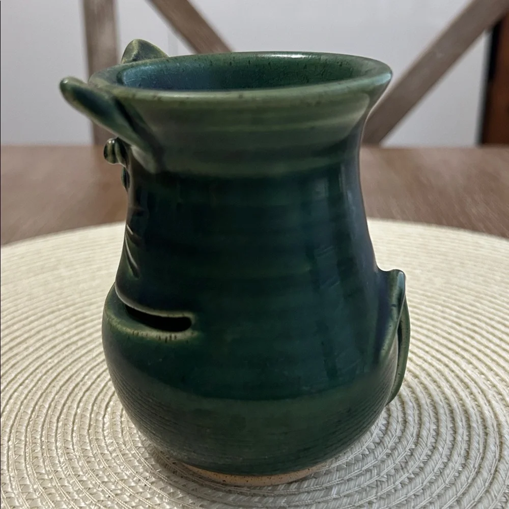 Handcrafted Green Cat Ceramic Egg Separator.